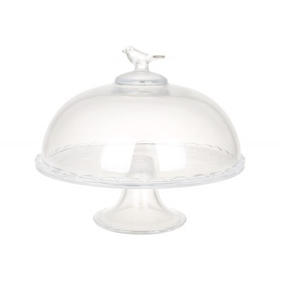 Тортівниця скляна на ніжці з кришкою D29*25 см Bird