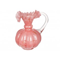 Скляна ваза з ручкою Roselle ( ручна робота ) D15*21см, колір - пильно рожевий