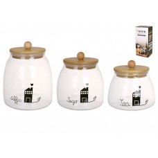 Набір (3шт) скляних банок Tea Sugar Coffee 550/ 750/ 950мл