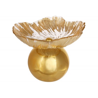 Фруктовниця скляна на круглій ніжці D20см Gold Flower
