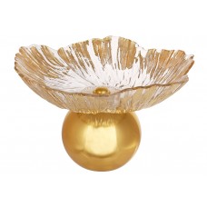 Фруктовниця скляна на круглій ніжці D25.5см Gold Flower