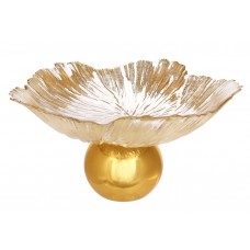 Фруктовниця скляна на круглій ніжці D32см Gold Flower
