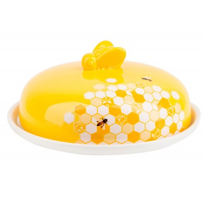 Блюдо керамічне для млинців 23см з кришкою Honey