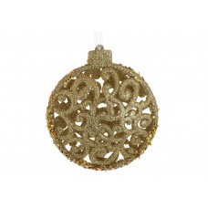 Ялинкова пластикова прикраса Ажур 11.5 см, колір - золото з блискітками.