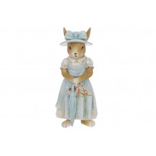 Декоративна статуетка Зайчиха з парасолькою, 18.5см, колір - блакитний