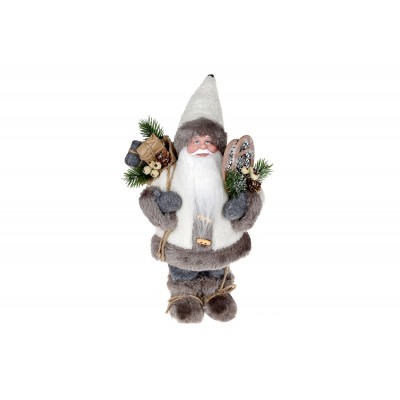 Новорічна декоративна іграшка Санта, 30см, колір - сірий