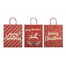 Подарунковий пакет крафтовий з новорічним принтом 31*42*11.5см Merry Christmas, 3 дизайни