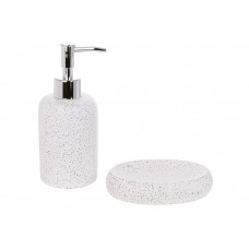 Набір для ванної (2 предмети): дозатор 350мл, мильниця, дизайн - білий граніт