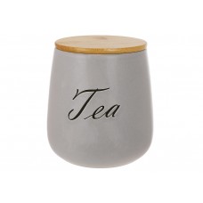 Керамічна банка 1л. з бамбуковою кришкою Tea, колір - матовий сірий