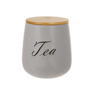 Керамічна банка 1л. з бамбуковою кришкою Tea, колір - матовий сірий