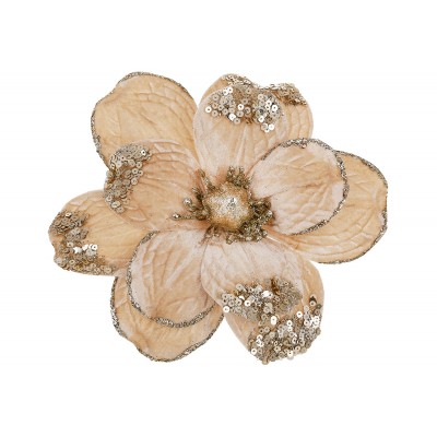 Оксамитова квітка 25см, колір - бежевий з шампанню